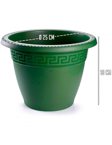 Tradineur - Maceta Redonda "Terracota" - Fabricado en Plástico - Macetero apto para Exterior e Interior del hogar - Ø 25 cm - Co