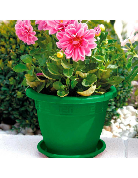 Tradineur - Maceta Redonda "Terracota" - Fabricado en Plástico - Macetero apto para Exterior e Interior del hogar - Ø 25 cm - Co