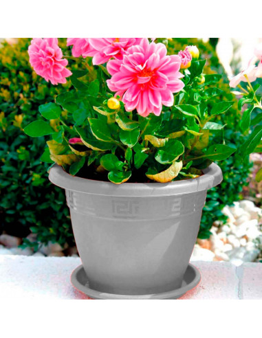 Tradineur - Maceta Redonda "Terracota" - Fabricado en Plástico - Macetero apto para Exterior e Interior del hogar - 20 cm - Colo