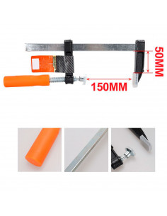 Tradineur - Sargento de tornillo, abrazadera de barra, acero y plástico, gran fuerza de sujeción, herramienta para carpintería, 2