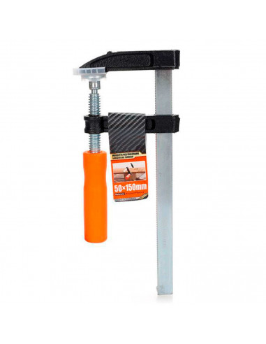 Tradineur - Sargento de tornillo, abrazadera de barra, acero y plástico, gran fuerza de sujeción, herramienta para carpintería,