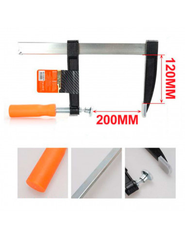 Tradineur - Sargento de tornillo, abrazadera de barra, acero y plástico, gran fuerza de sujeción, herramienta para carpintería,