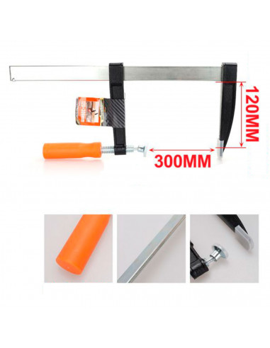 Tradineur - Sargento de tornillo, abrazadera de barra, acero y plástico, gran fuerza de sujeción, herramienta para carpintería,