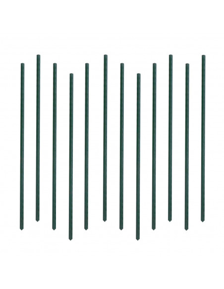 Tradineur - Pack de 12 varillas, tutor de acero plastificado para plantas, soporte plantas, cañas jardín, estacas de planta, 180