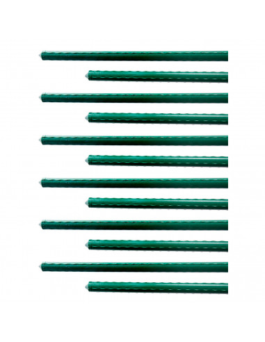 Tradineur - Pack de 12 varillas, tutor de acero plastificado para plantas, soporte plantas, cañas jardín, estacas de planta, 180