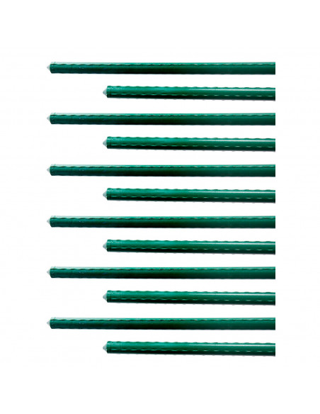 Tradineur - Pack de 12 varillas, tutor de acero plastificado para plantas, soporte plantas, cañas jardín, estacas de planta, 180