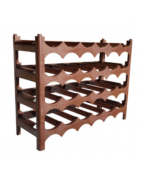 Tradineur - Botellero de plástico apilable para 24 botellas con 4 filas de 6 botellas 46 x 60 x 23 cm (alto x ancho x profundo)