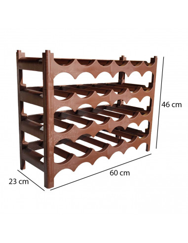 Tradineur - Botellero de plástico apilable para 24 botellas con 4 filas de 6 botellas 46 x 60 x 23 cm (alto x ancho x profundo)