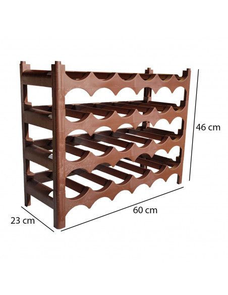 Tradineur - Botellero de plástico apilable para 24 botellas con 4 filas de 6 botellas 46 x 60 x 23 cm (alto x ancho x profundo)