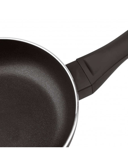 Tradineur - Sartén de aluminio de inducción rápida "Luxe" (Negro, diámetro 24 cm)