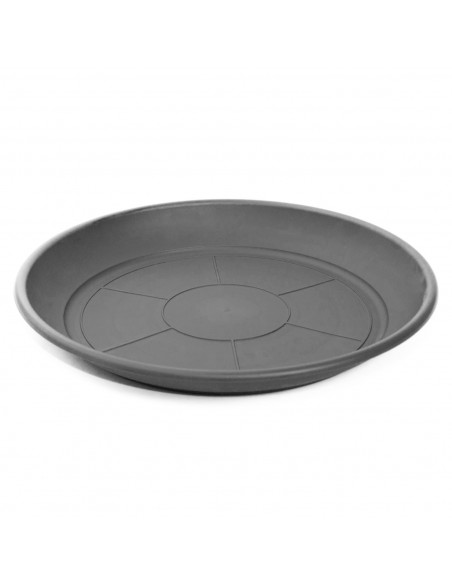 Pack de 6 platos de plástico gris para macetas de 50-60 cm "Mediterránea", bandejas, platillos redondos para tiestos de interior