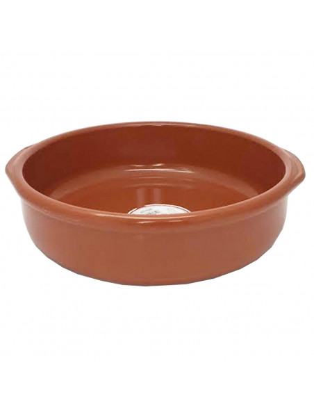 Tradineur - Cazuela redonda de barro - Apta para vitro y horno - Ideal para guisos y asados caseros  Ø 30 cm