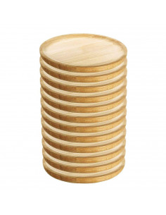 Tradineur - Pack de 12 platos de madera especial para pulpo, de 17,8 cm de diámetro, para el hogar o hostelería. Set de 12 recip