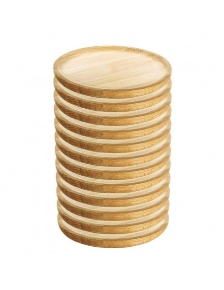 Tradineur - Pack de 12 platos de madera especial para pulpo, de 17,8 cm de diámetro, para el hogar o hostelería. Set de 12 recip