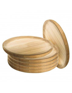 Artema - Pack de 6  platos de madera especial para pulpo, de 25,5 cm de diámetro, para el hogar o hostelería. Set de 6 recipient