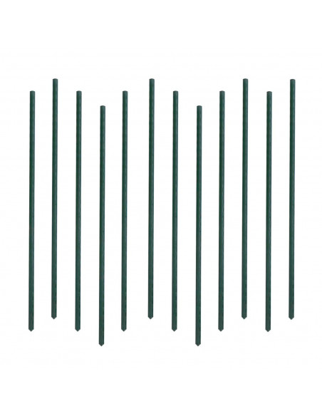 Tradineur - Pack de 12 tutores de acero plastificado para plantas de 1,1 x 180 cm, ideal para el cuidado del jardín. Varillas pa