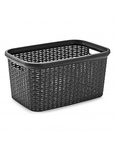 Plastic Forte - Cesta para la colada rattan de plástico con asas 26,5 x 53,5 x 36 cm, capacidad 35 litros, cesto organizador pre 2
