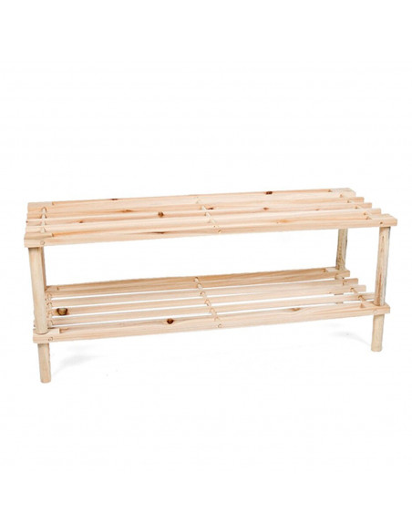 Tradineur - Zapatero de madera 2 estantes, mueble fabricado en madera 2 alturas multiuso, soporte para zapatos dos niveles, pasi
