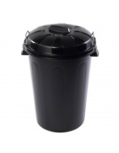 Tradineur - Cubo de basura con tapa y asas metálicas, contenedor de residuos de plástico, papelera, reciclaje, industrial, fabri