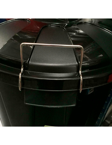 Tradineur - Cubo de basura con tapa y asas metálicas, contenedor de residuos de plástico, papelera, reciclaje, industrial, fabri