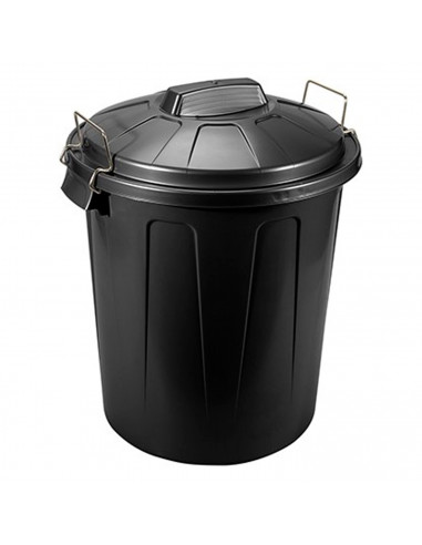 Tradineur - Cubo de basura con tapa y asas metálicas, contenedor de residuos de plástico, papelera, reciclaje, industrial, fabri