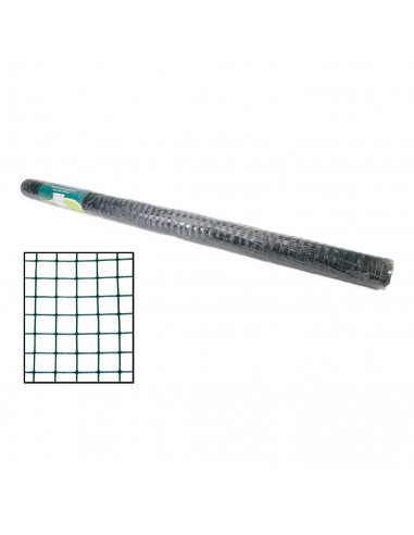 Tradineur - Rollo de malla metálica plastificada cuadrada verde 1,5 x 5 m, valla, cierre de alambre, mallado 25 x 25 mm, grosor