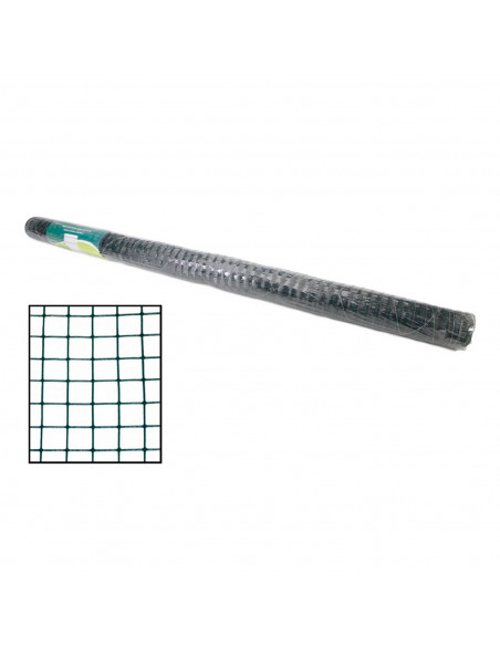 Tradineur - Rollo de malla metálica plastificada cuadrada verde 1,5 x 5 m, valla, cierre de alambre, mallado 25 x 25 mm, grosor