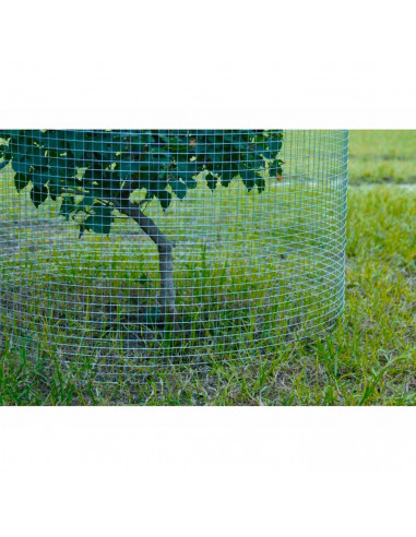 Tradineur - Rollo de malla metálica plastificada cuadrada verde 1,5 x 5 m, valla, cierre de alambre, mallado 25 x 25 mm, grosor