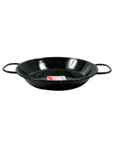 Tradineur - Paellera valenciana de acero esmaltado 24 cm, 2 raciones, color negro, cocinar arroces, apta para gas, vitrocerámica