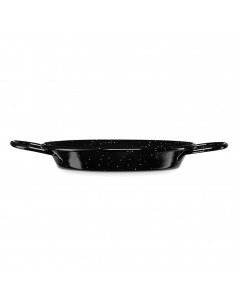 Tradineur - Paellera valenciana de acero esmaltado 24 cm, 2 raciones, color negro, cocinar arroces, apta para gas, vitrocerámica 2