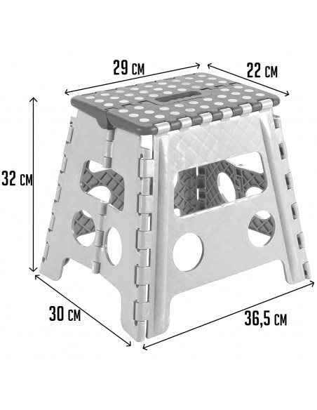Tradineur - Taburete infantil plegable de pvc multiusos 32,5 x 28,5 x 21,5 cm, banqueta, asiento de plástico resistente para niñ