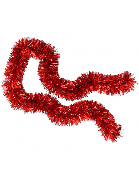 Tradineur - Guirnalda navideña, rojo, 180 cm, diámetro 12 cm,  espumillón brillante, oropel colgante, decoración navidad, árbol,