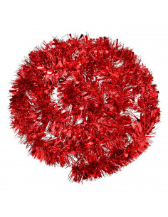 Tradineur - Guirnalda navideña, rojo, 180 cm, diámetro 12 cm,  espumillón brillante, oropel colgante, decoración navidad, árbol, 2