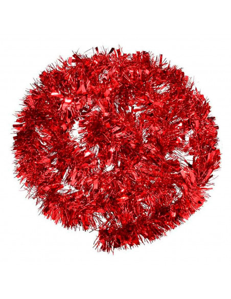 Tradineur - Guirnalda navideña, rojo, 180 cm, diámetro 12 cm,  espumillón brillante, oropel colgante, decoración navidad, árbol,