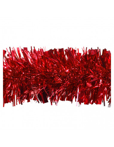 Tradineur - Guirnalda navideña, rojo, 180 cm, diámetro 12 cm,  espumillón brillante, oropel colgante, decoración navidad, árbol,