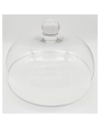 Quesera redonda con base y tapa de cristal 33 x 21 cm, recipiente, soporte, plato, cúpula de cristal transparente para tarta, pa