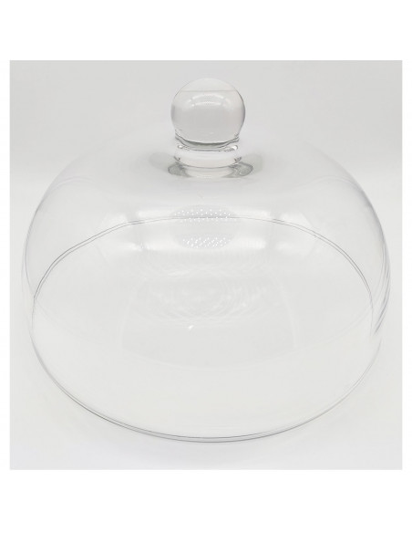 Quesera redonda con base y tapa de cristal 33 x 21 cm, recipiente, soporte, plato, cúpula de cristal transparente para tarta, pa