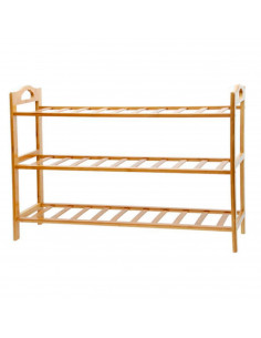 Tradineur - Zapatero de bambú, 3 estantes, estantería multiusos con baldas, soporte 3 niveles para recibidor, pasillo, dormitori