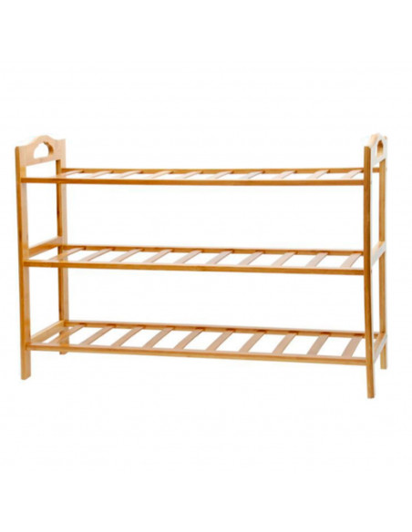 Tradineur - Zapatero de bambú, 3 estantes, estantería multiusos con baldas, soporte 3 niveles para recibidor, pasillo, dormitori