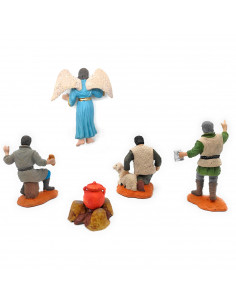 Tradineur - Set de 5 figuras para belén navideño anunciación 8 cm, durexina, figuras decorativas nacimiento, campesinos, ángel, 2