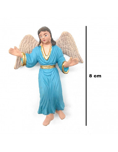 Tradineur - Set de 5 figuras para belén navideño anunciación 8 cm, durexina, figuras decorativas nacimiento, campesinos, ángel,