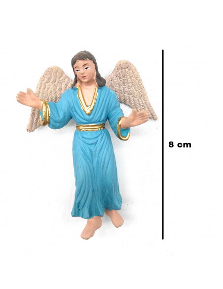 Tradineur - Set de 5 figuras para belén navideño anunciación 8 cm, durexina, figuras decorativas nacimiento, campesinos, ángel,