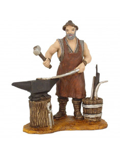 Tradineur - Figura de herrero para belén navideño 8 cm, durexina, figura decorativa nacimiento, oficios, pesebre, navidad, decor