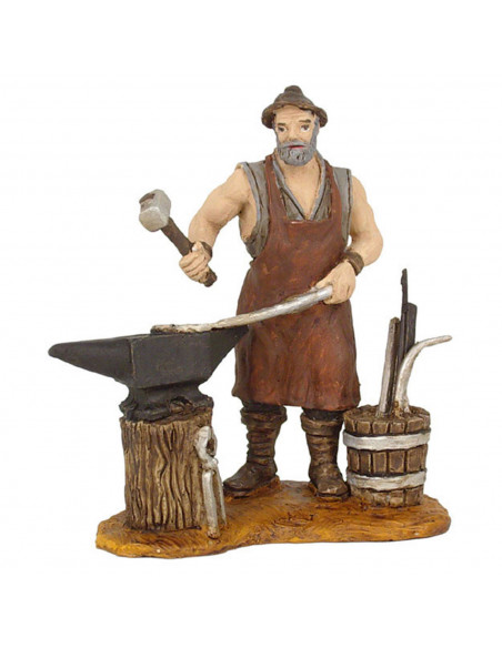 Tradineur - Figura de herrero para belén navideño 8 cm, durexina, figura decorativa nacimiento, oficios, pesebre, navidad, decor