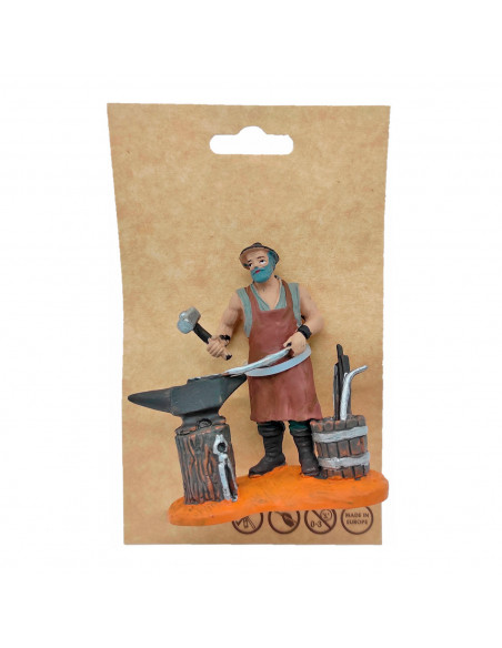 Tradineur - Figura de herrero para belén navideño 8 cm, durexina, figura decorativa nacimiento, oficios, pesebre, navidad, decor
