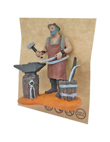 Tradineur - Figura de herrero para belén navideño 8 cm, durexina, figura decorativa nacimiento, oficios, pesebre, navidad, decor