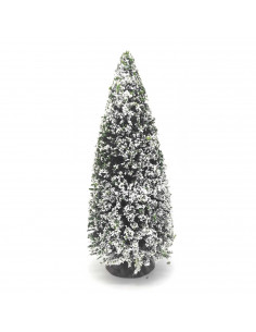 Tradineur - Abeto nevado decorativo 19 x 8 cm, árbol de navidad artificial en miniatura para mesa, repisa, ventana, decoración n