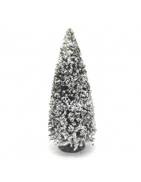Tradineur - Abeto nevado decorativo 19 x 8 cm, árbol de navidad artificial en miniatura para mesa, repisa, ventana, decoración n
