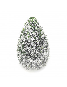 Tradineur - Abeto nevado decorativo 19 x 8 cm, árbol de navidad artificial en miniatura para mesa, repisa, ventana, decoración n 2