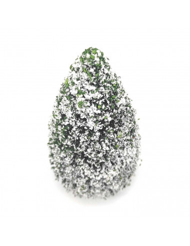 Tradineur - Abeto nevado decorativo 19 x 8 cm, árbol de navidad artificial en miniatura para mesa, repisa, ventana, decoración n